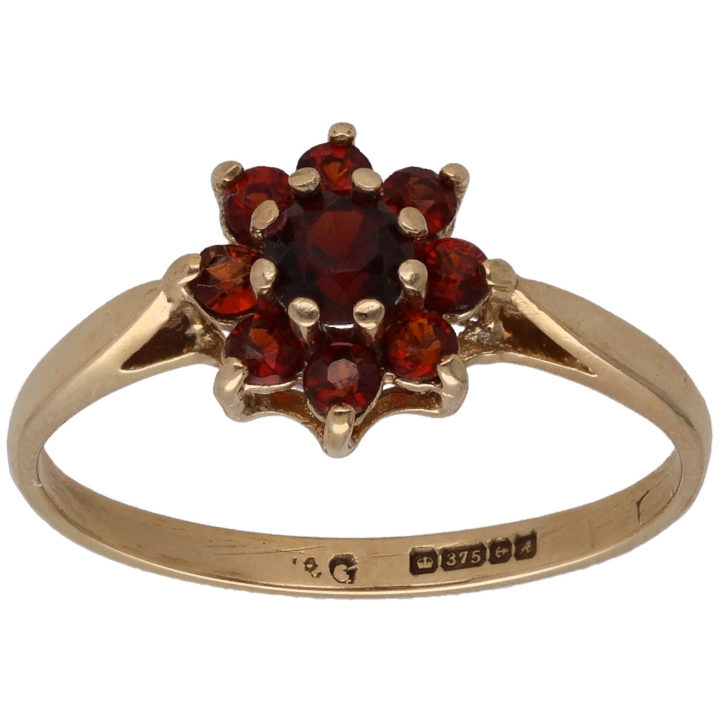 9ct Gold Garnet Dress/Cocktail Ring Size L