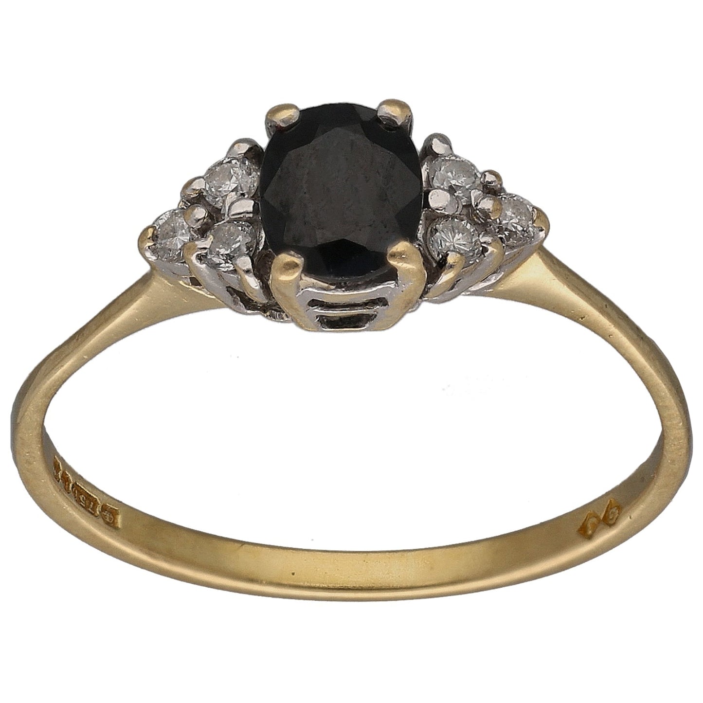 18ct Gold Sapphire & 0.06ct Diamond Cluster Ring Size L