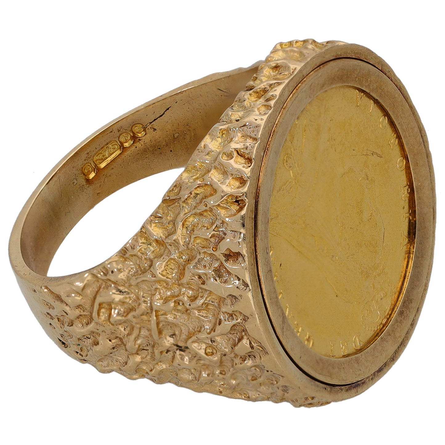 9ct Gold Half Sovereign Coin Ring Size R