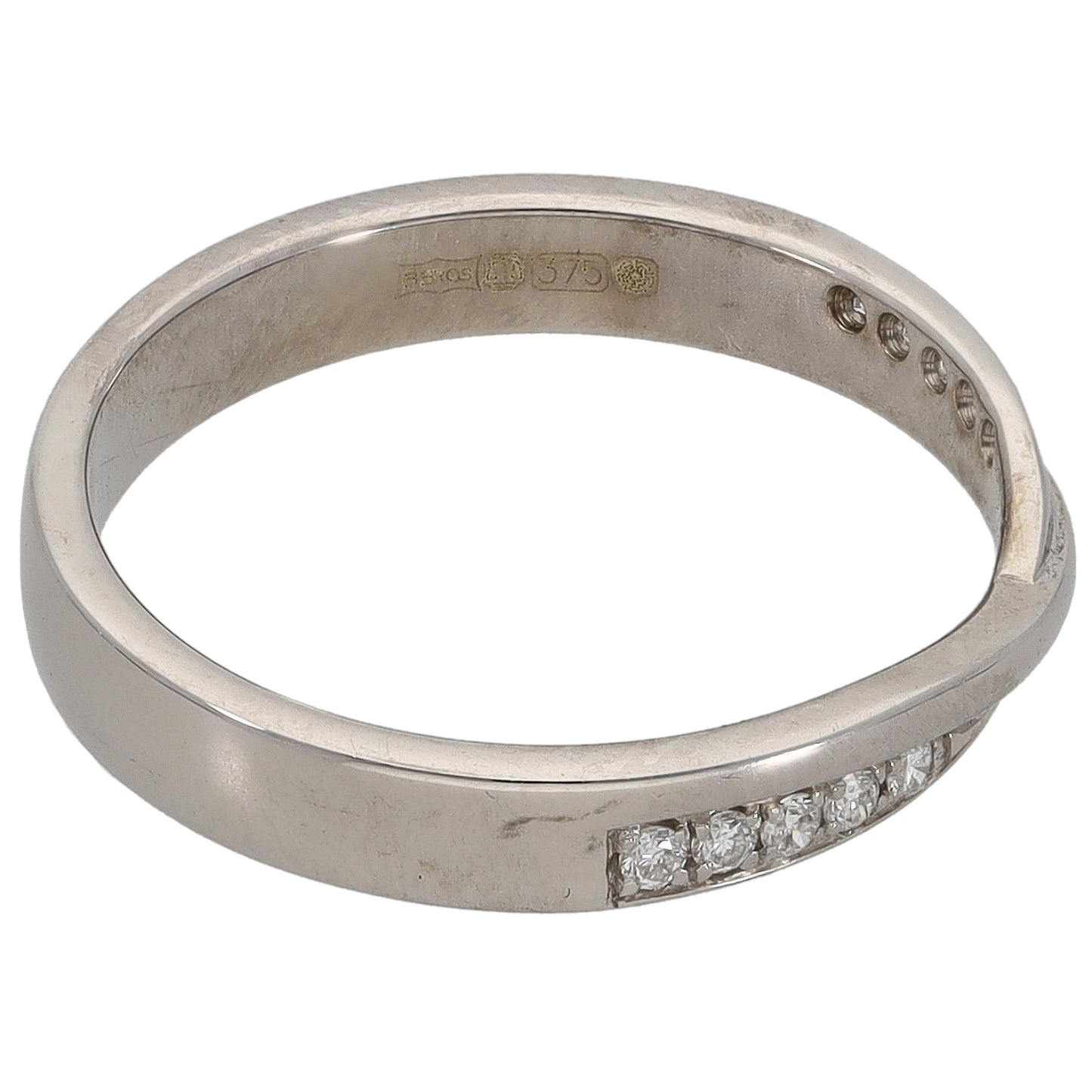 9ct White Gold 0.10ct Diamond Half Eternity Ring Size L