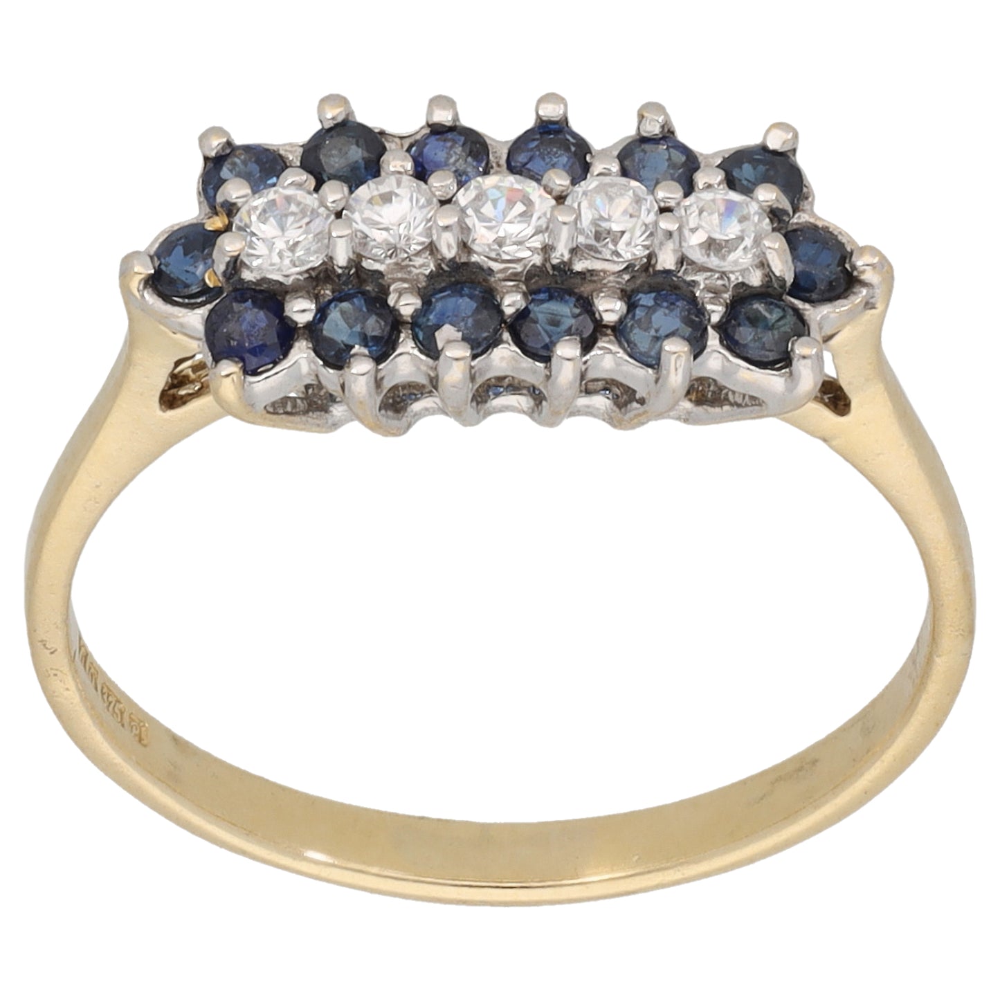 9ct Gold Sapphire & Cubic Zirconia Dress/Cocktail Ring Size O