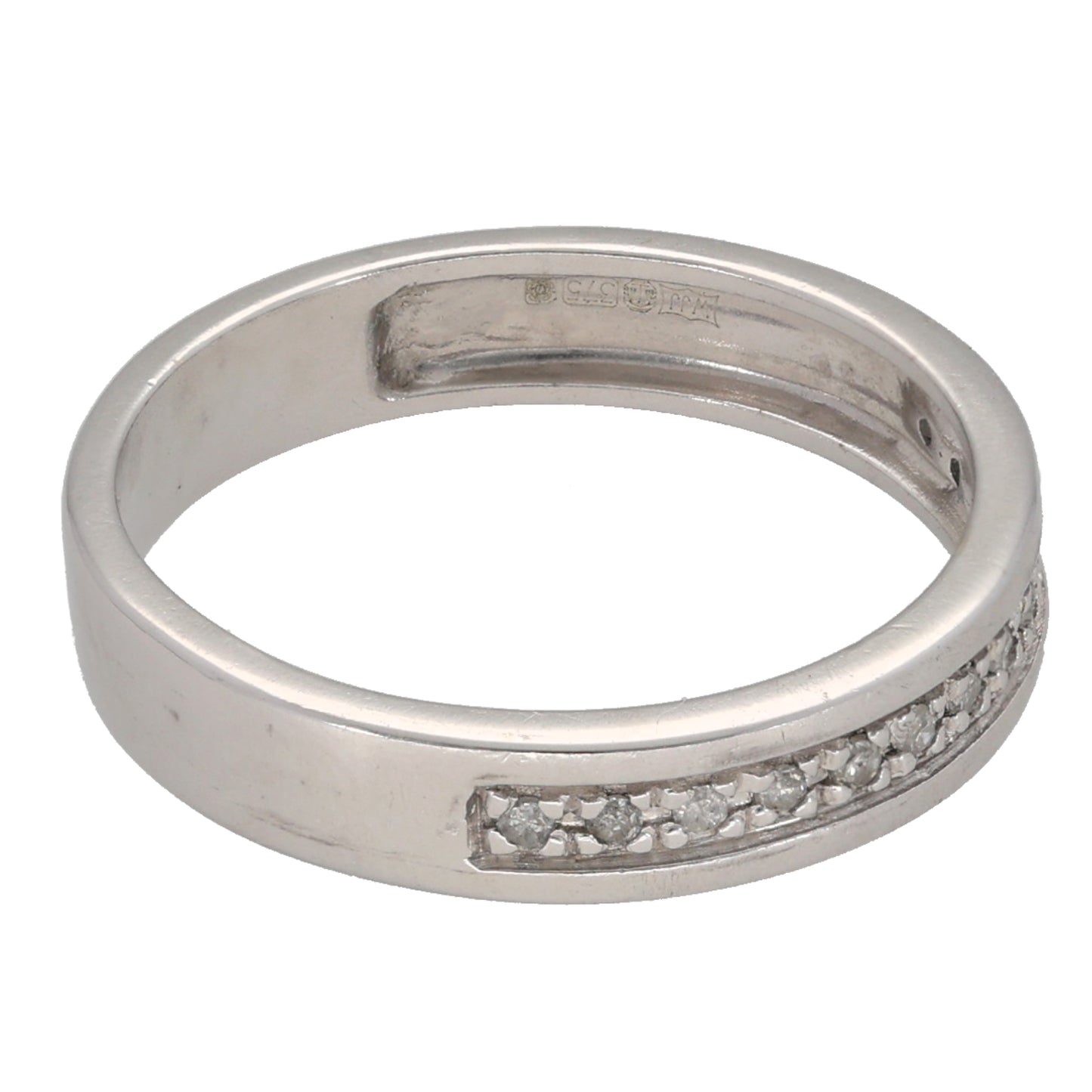 9ct White Gold 0.10ct Diamond Half Eternity Ring Size K