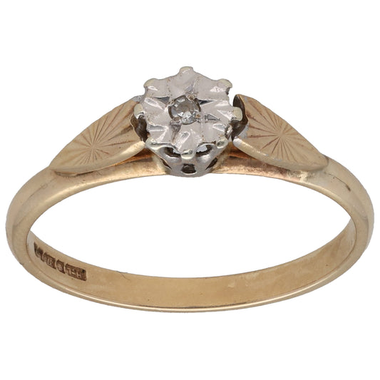 9ct Gold 0.01ct Diamond Solitaire Ring Size L