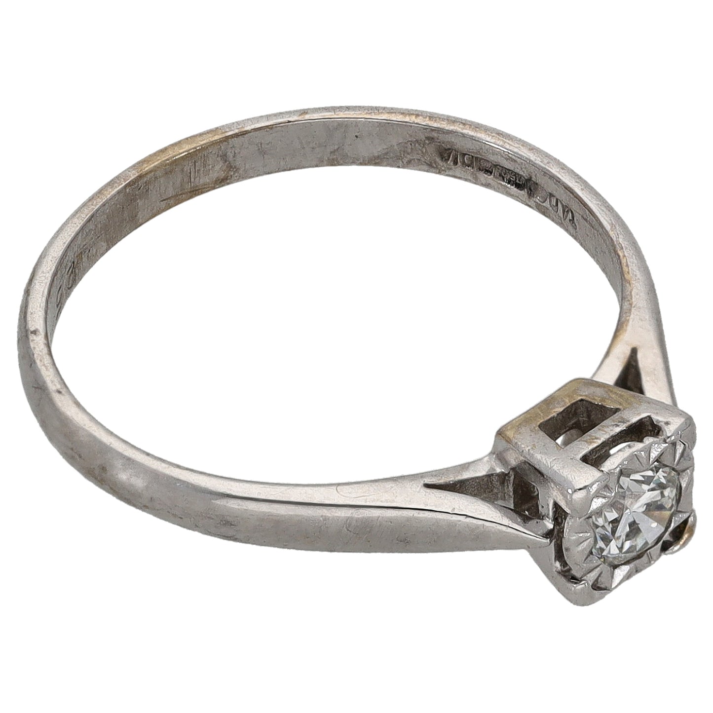 18ct White Gold 0.25ct Diamond Solitaire Ring Size N