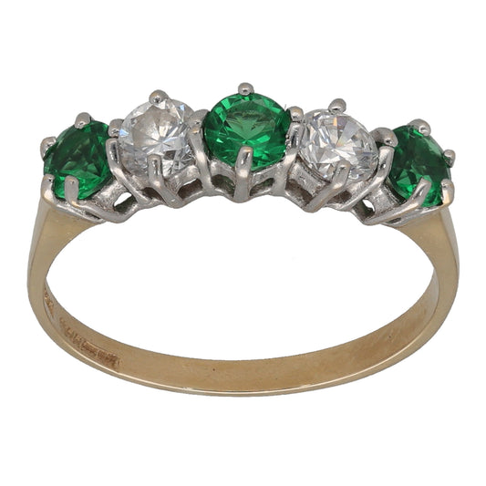 14ct Gold Imitation Gems Half Eternity Ring Size P