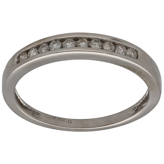 9ct white gold half eternity ring with round diamonds along top half