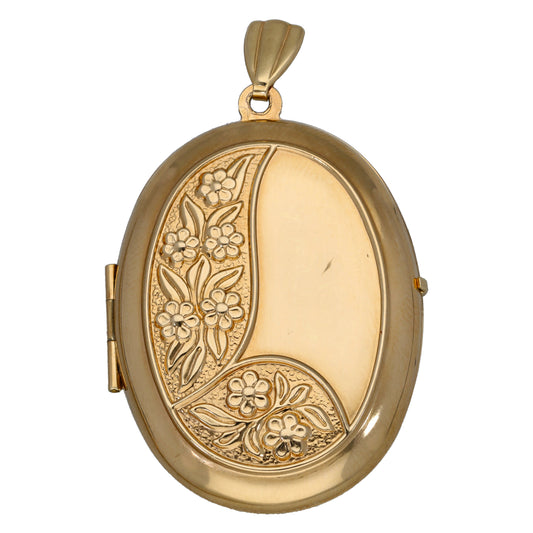 9ct Gold Patterned Locket Pendant