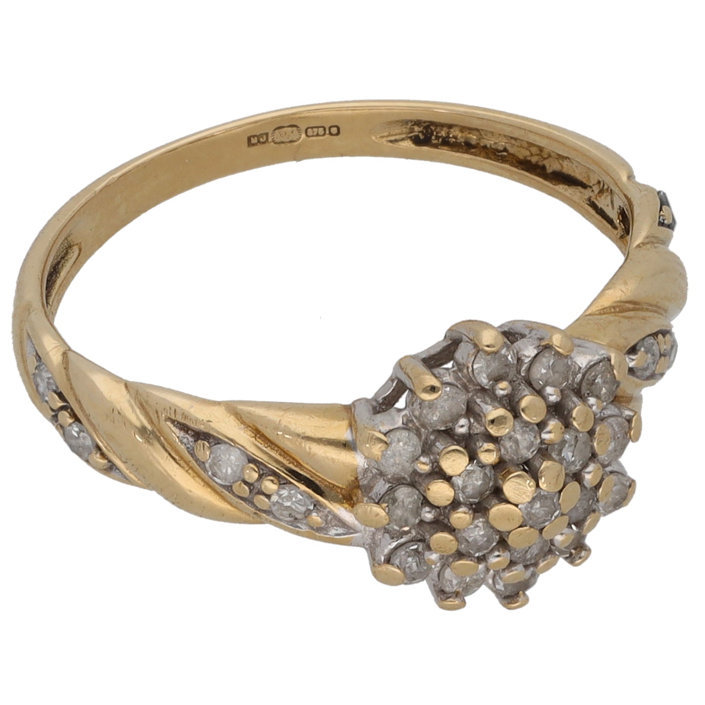 9ct Gold 0.25ct Diamond Cluster Ring Size L
