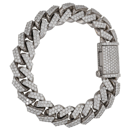 9ct White Gold & 11.51ct Diamond Stone Set Curb Bracelet