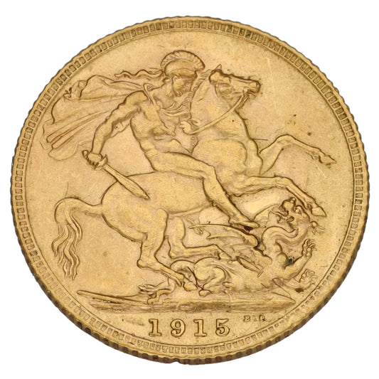 22ct Gold King George V Full Sovereign Coin 1915