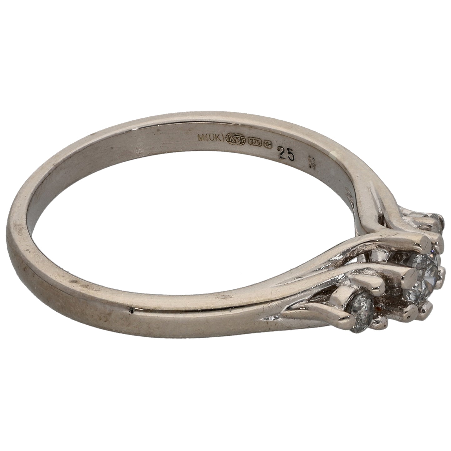 9ct White Gold 0.25ct Diamond Trilogy Ring Size N