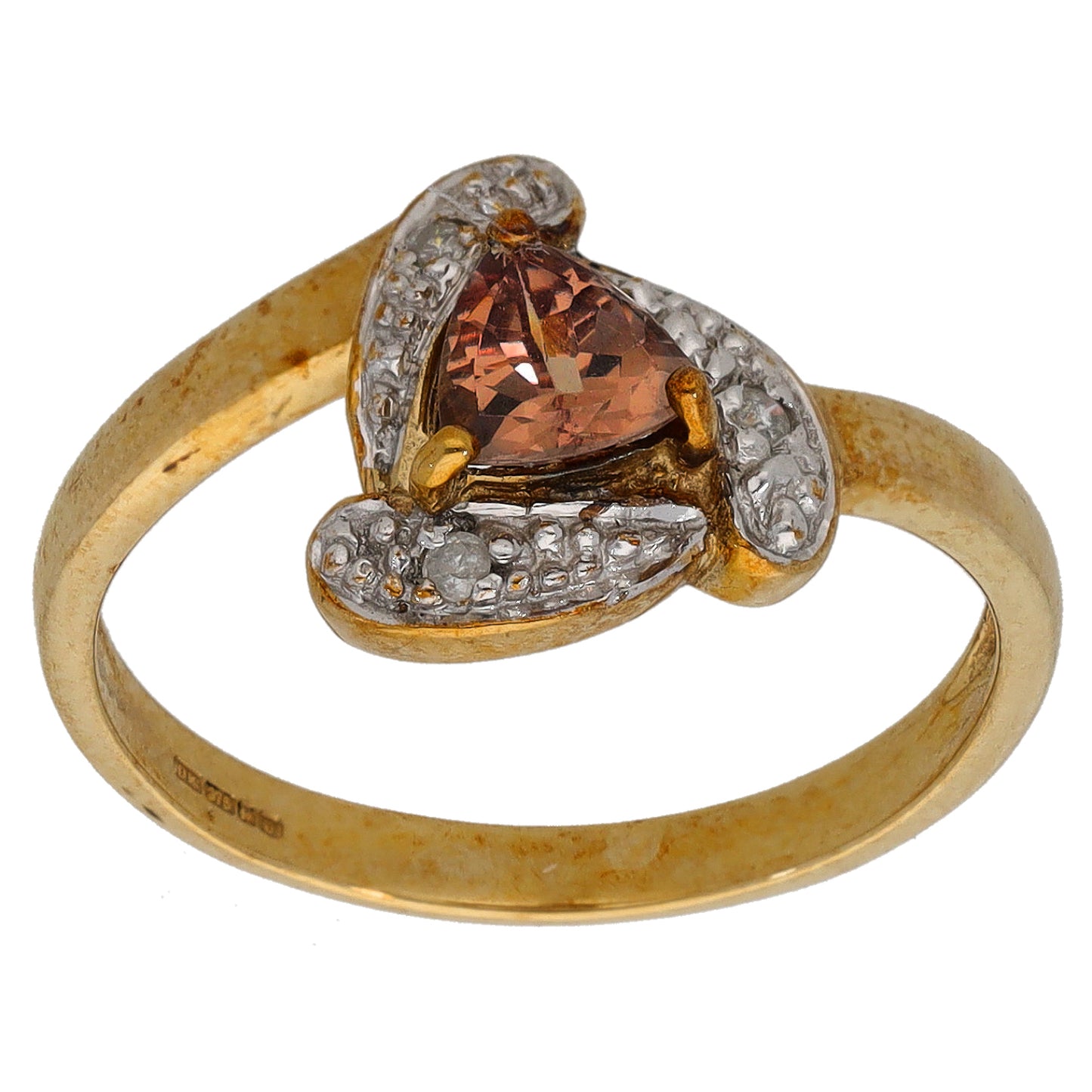 9ct Gold Garnet & 0.045ct Diamond Dress/Cocktail Ring Size N