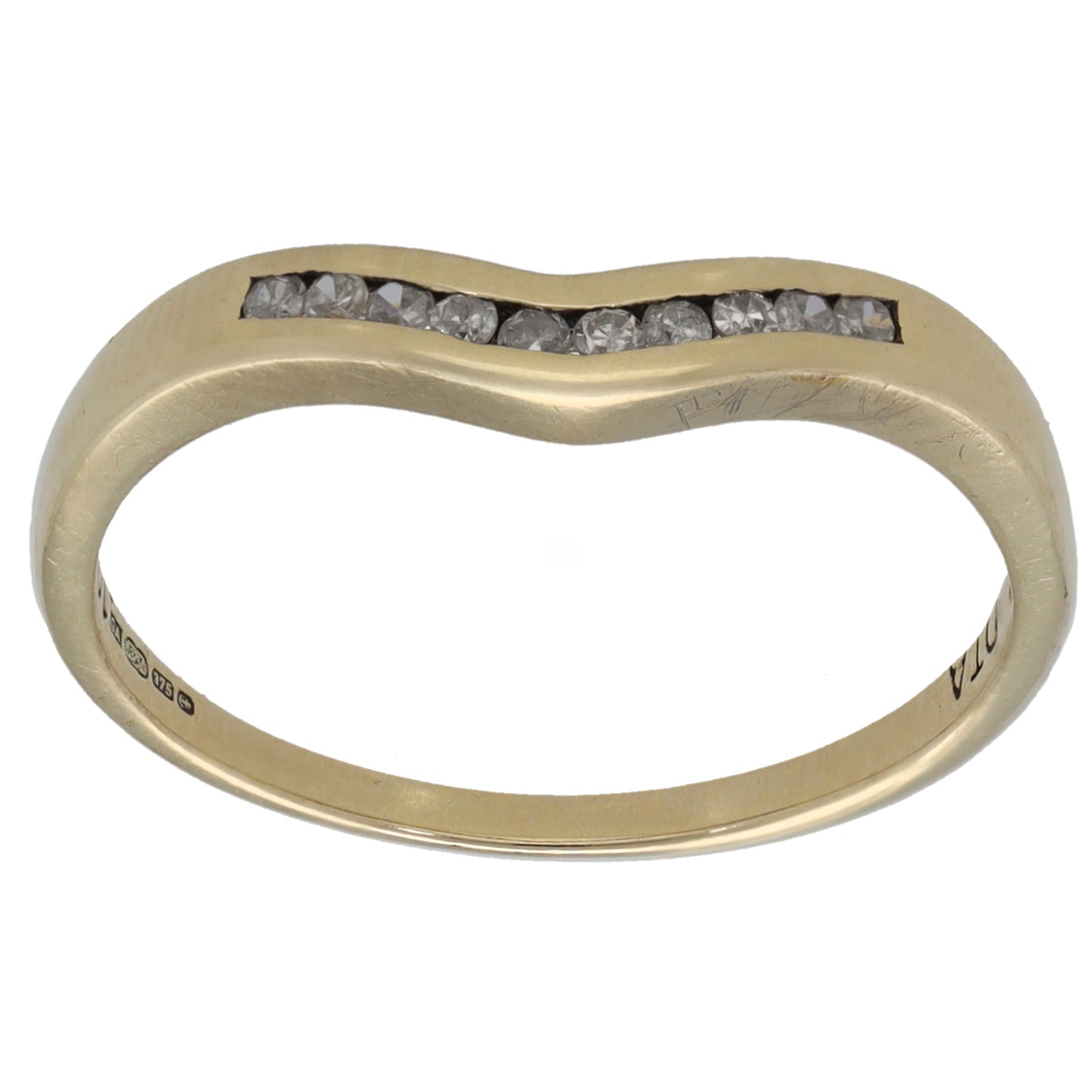 9ct Gold 0.10ct Diamond Wishbone Ring Size O