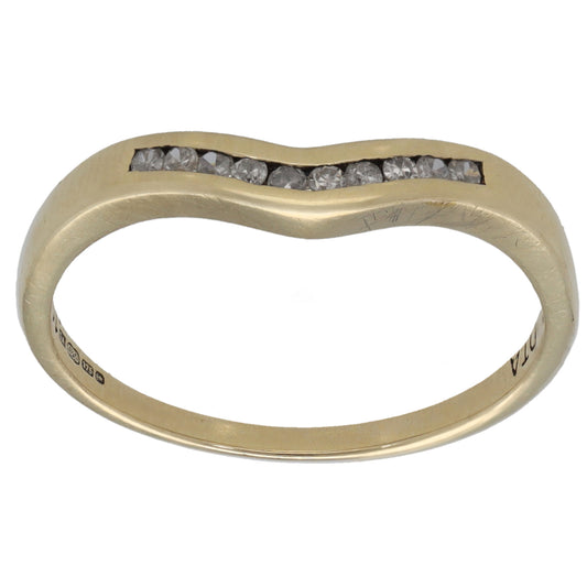 9ct Gold 0.10ct Diamond Wishbone Ring Size O