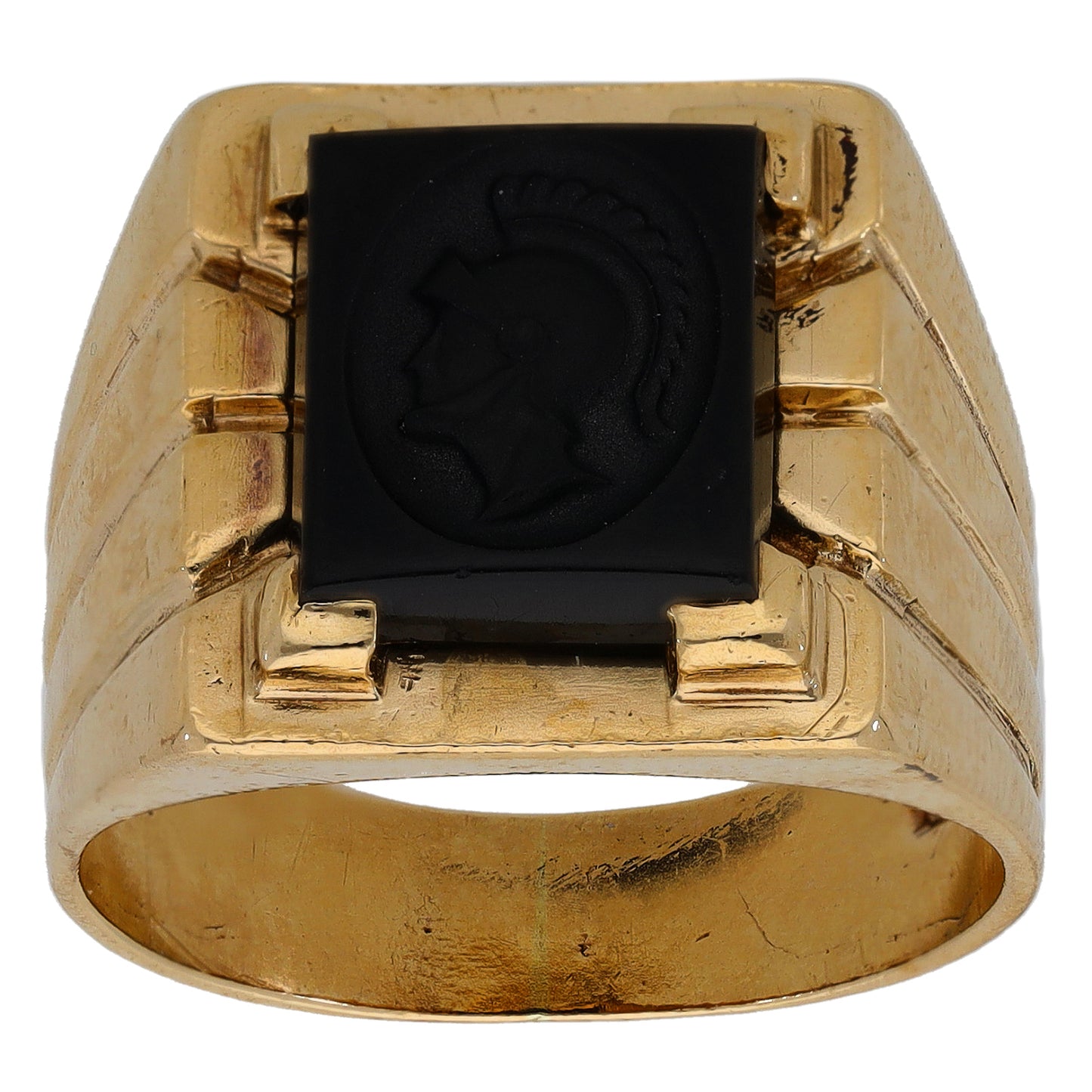 9ct Gold Onyx Single Stone Signet Ring Size T