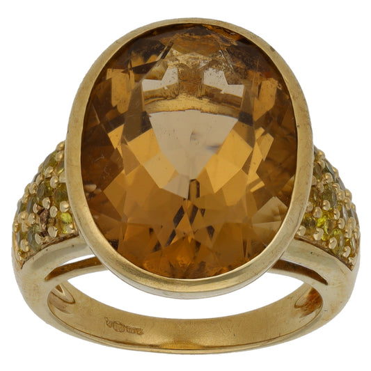 9ct Gold Citrine Dress/Cocktail Ring Size M