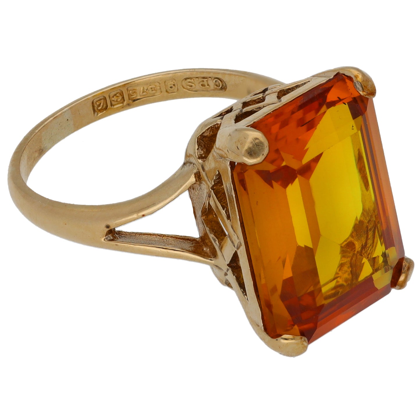 9ct Gold Imitation Single Stone Ring Size O