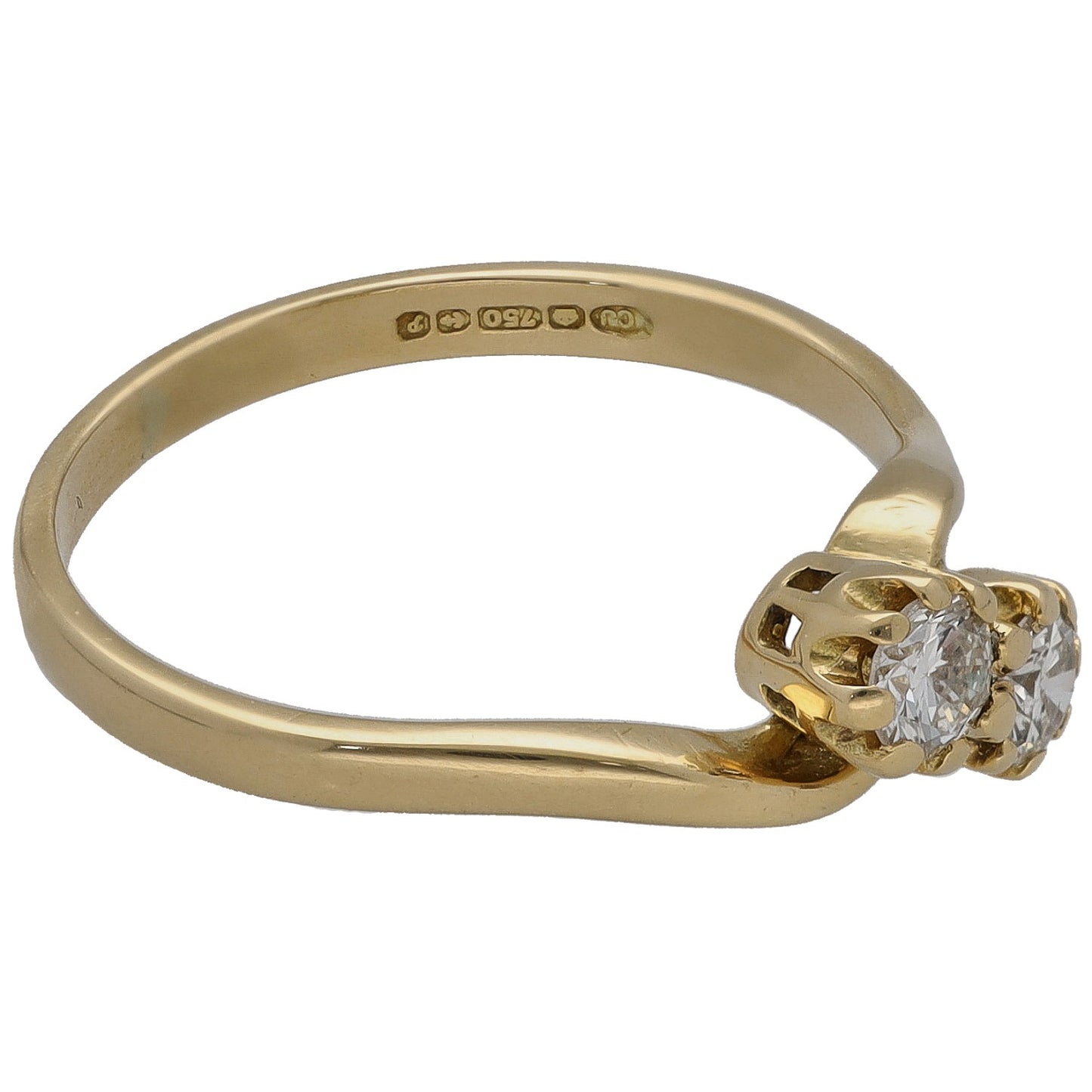 18ct Gold 0.30ct Diamond Two Stone Ring Size M