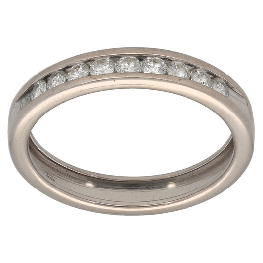 18ct White Gold 0.25ct Diamond Half Eternity Ring Size M