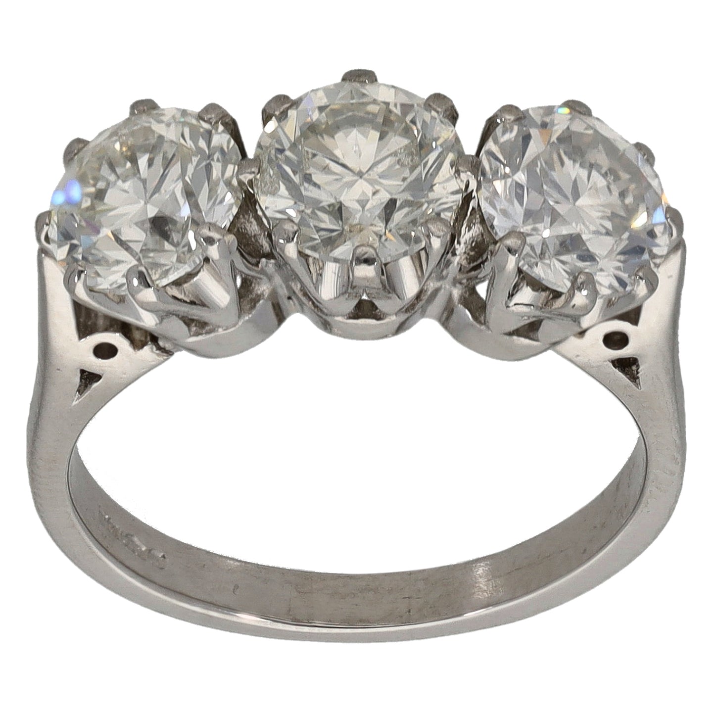 Platinum 2.30ct Diamond Trilogy Ring Size K