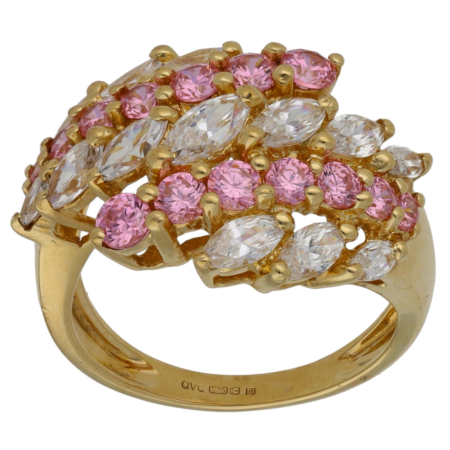 14ct Gold Cubic Zirconia Dress/Cocktail Ring Size M