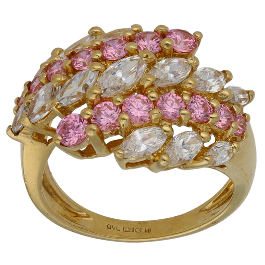 14ct Gold Cubic Zirconia Dress/Cocktail Ring Size M