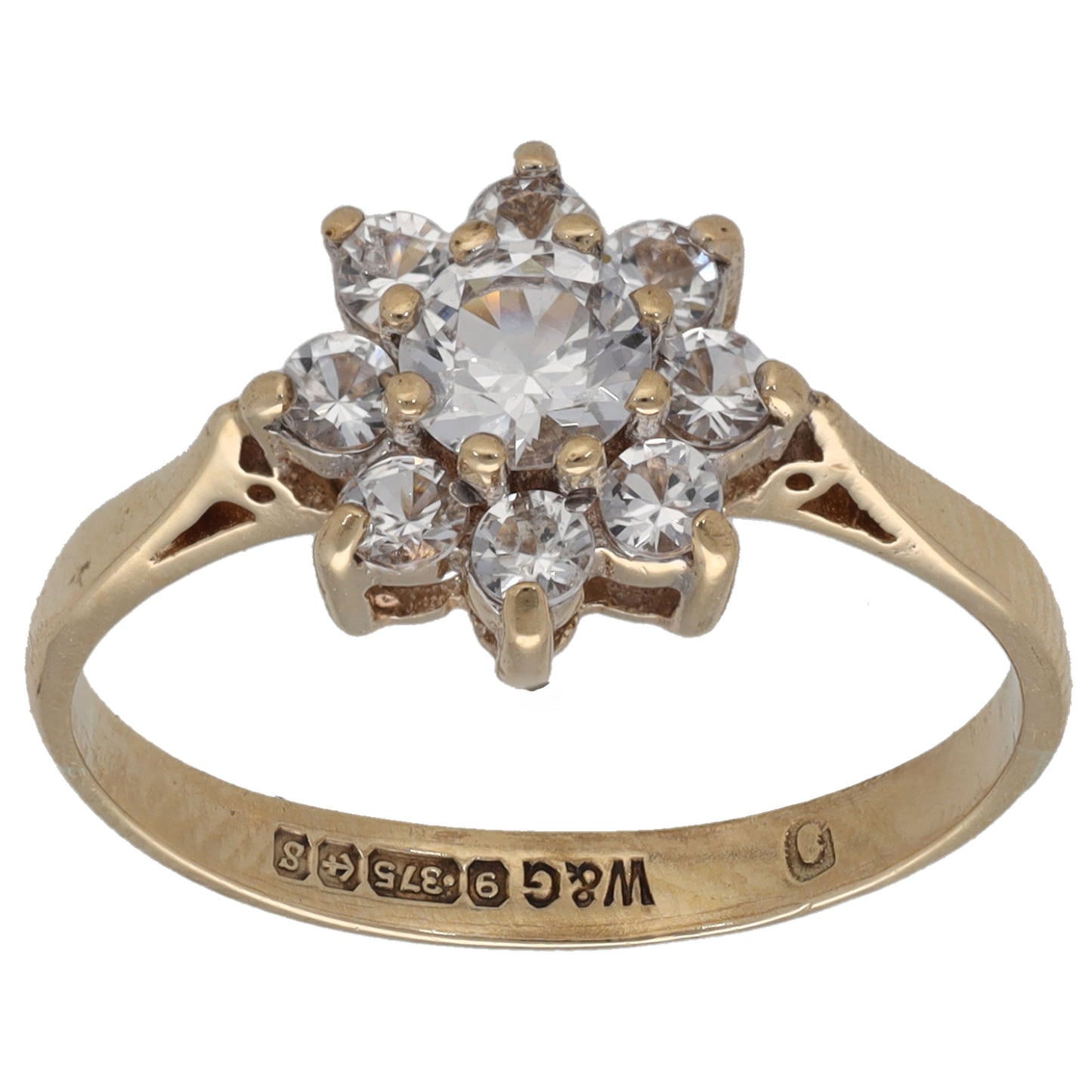 9ct Gold Cubic Zirconia Cluster Ring Size M