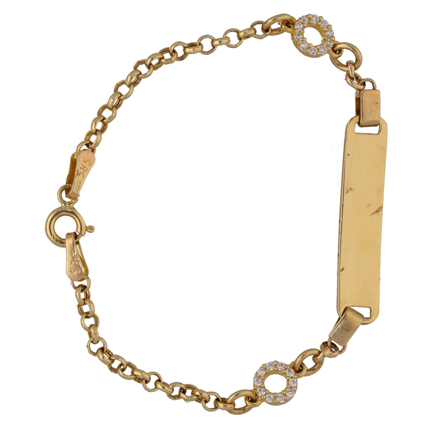 14ct Gold Cubic Zirconia  ID Bracelet