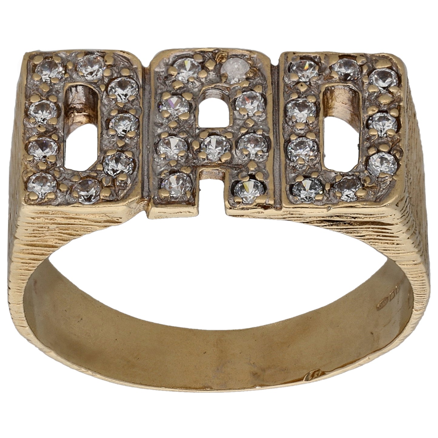 9ct Gold Cubic Zirconia Dad Ring Size T