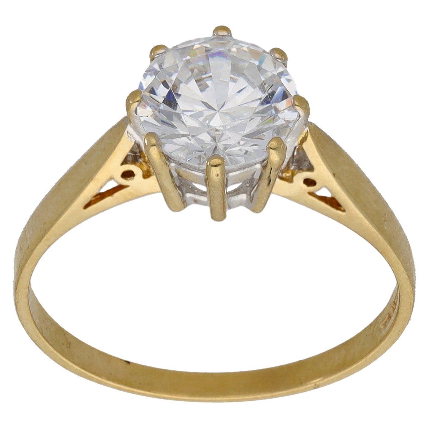 14ct Gold Cubic Zirconia Single Stone Ring Size R