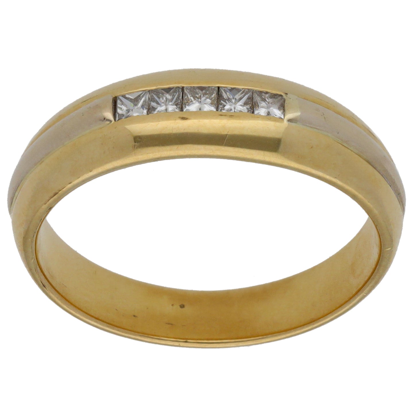 9ct Gold 0.025ct Diamond Patterned Wedding Ring Size T