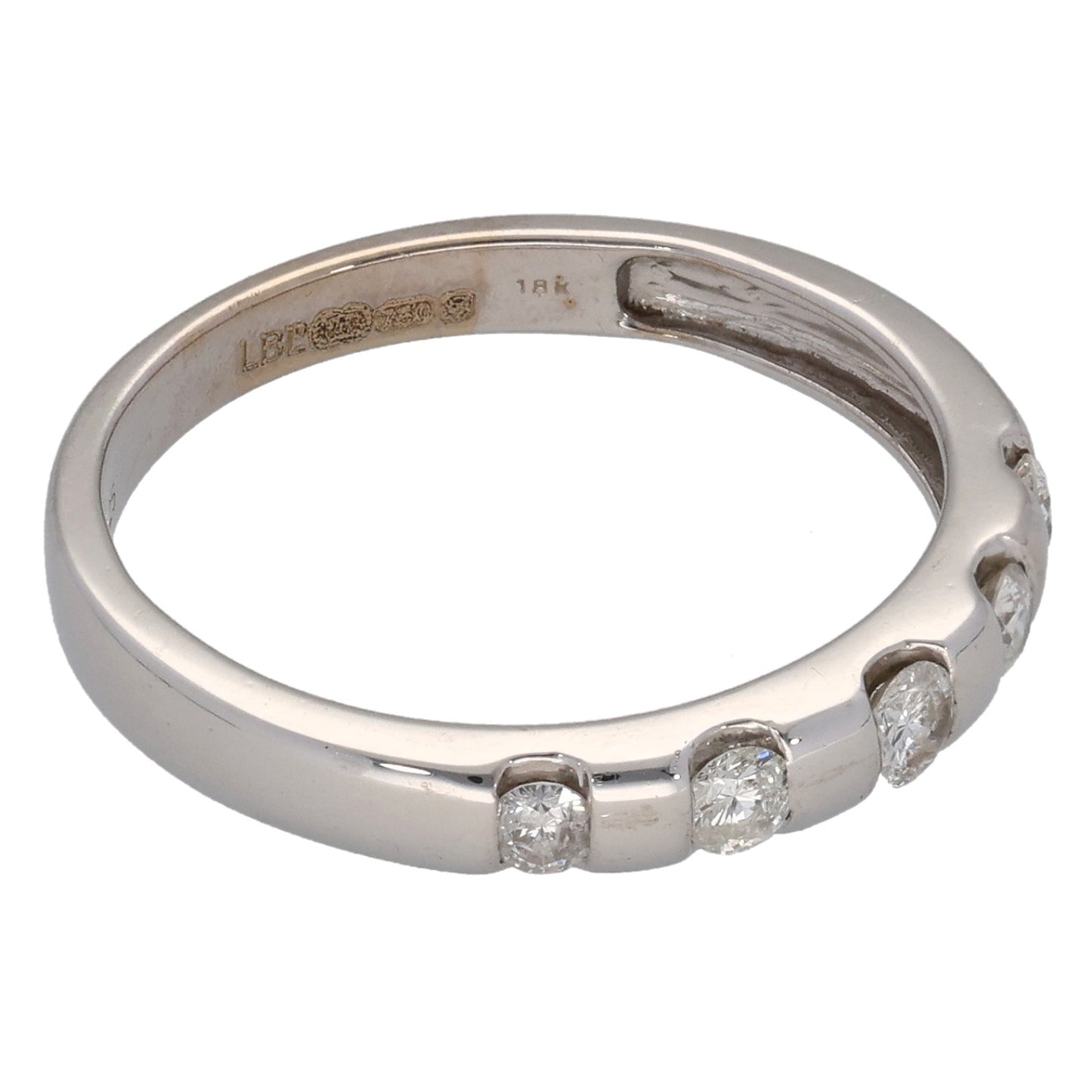 18ct White Gold 0.25ct Diamond Half Eternity Ring Size M