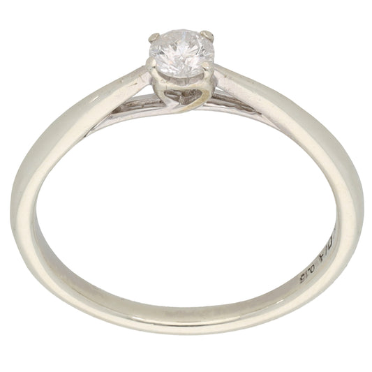 9ct White Gold 0.15ct Diamond Solitaire Ring Size L