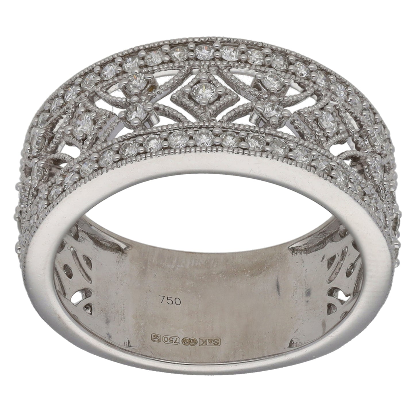 18ct White Gold 0.92ct Diamond Dress/Cocktail Ring Size N