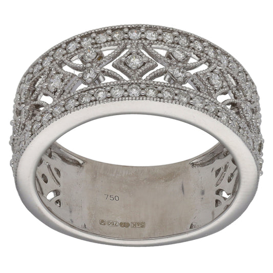 18ct White Gold 0.92ct Diamond Dress/Cocktail Ring Size N