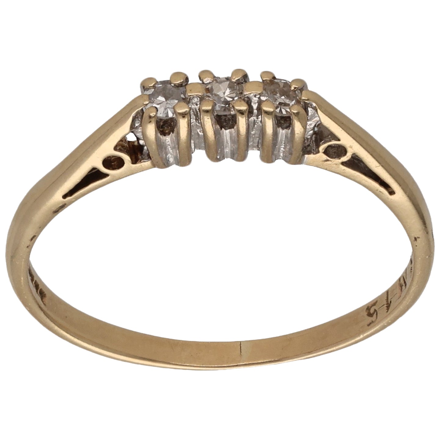 9ct Gold 0.06ct Diamond Trilogy Ring Size L