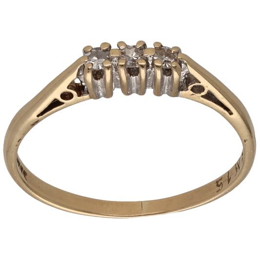 9ct Gold 0.06ct Diamond Trilogy Ring Size L