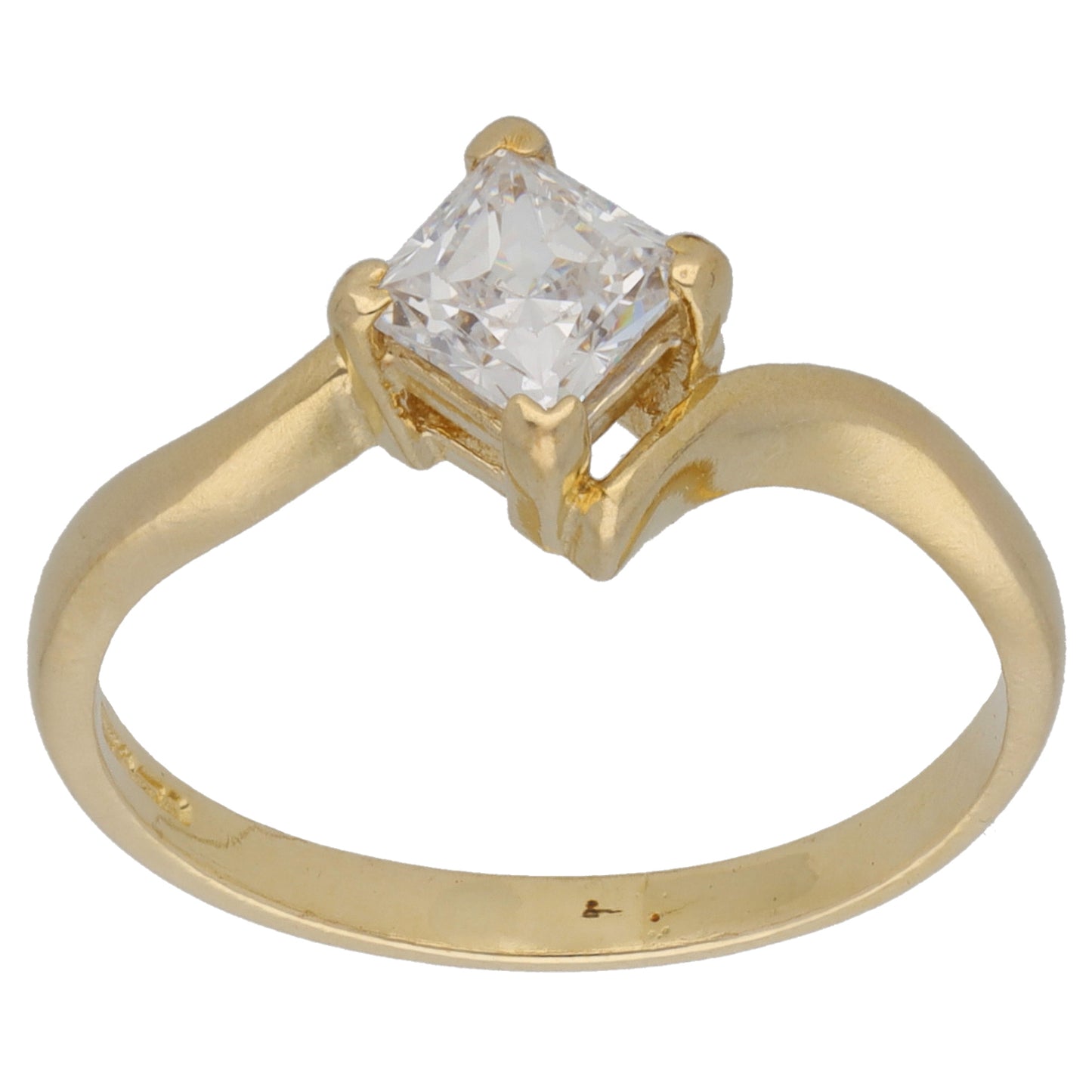 9ct Gold Cubic Zirconia Single Stone Ring Size P