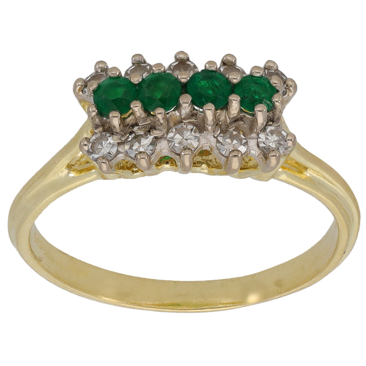 18ct Gold 0.30ct Diamond & Emerald Dress/Cocktail Ring Size L