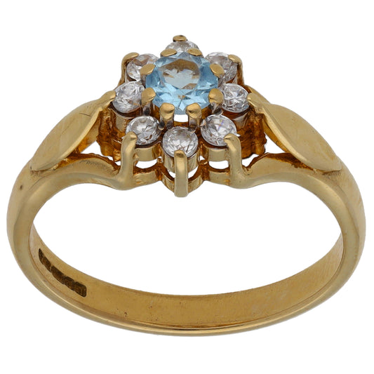 9ct Gold Topaz & Cubic Zirconia Dress/Cocktail Ring Size Q