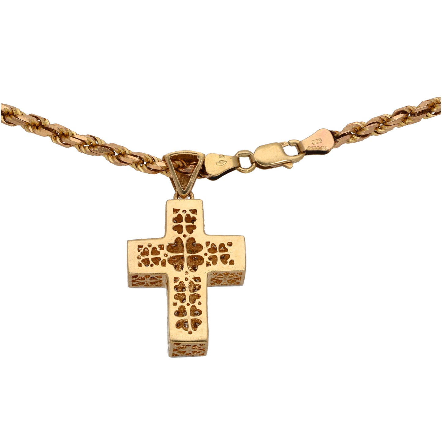 9ct Gold 0.50ct Diamond Cross Pendant With Chain