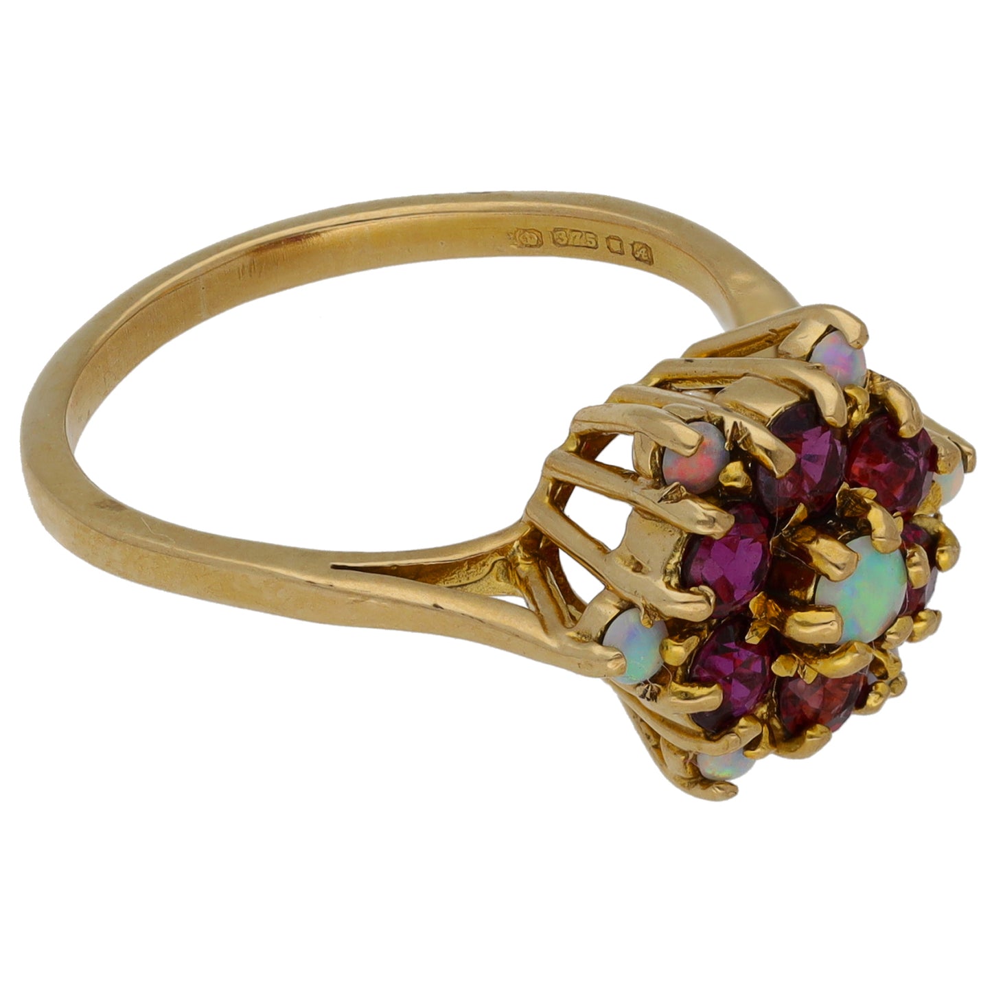 9ct Gold Garnet & Opal Dress/Cocktail Ring Size O