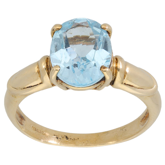 9ct Gold Topaz Single Stone Ring Size N