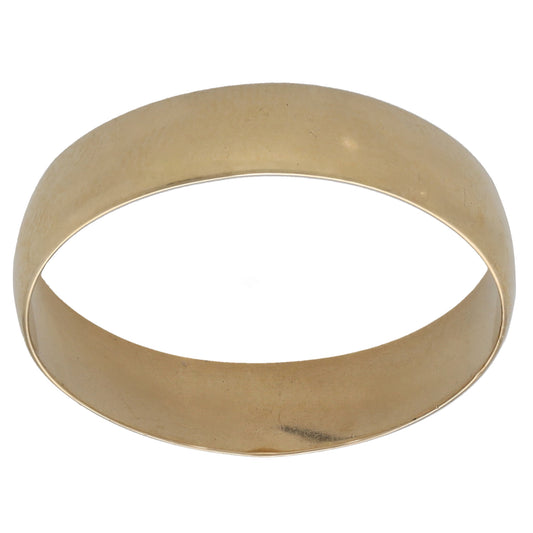 9ct gold plain wedding ring, smooth band, round profile