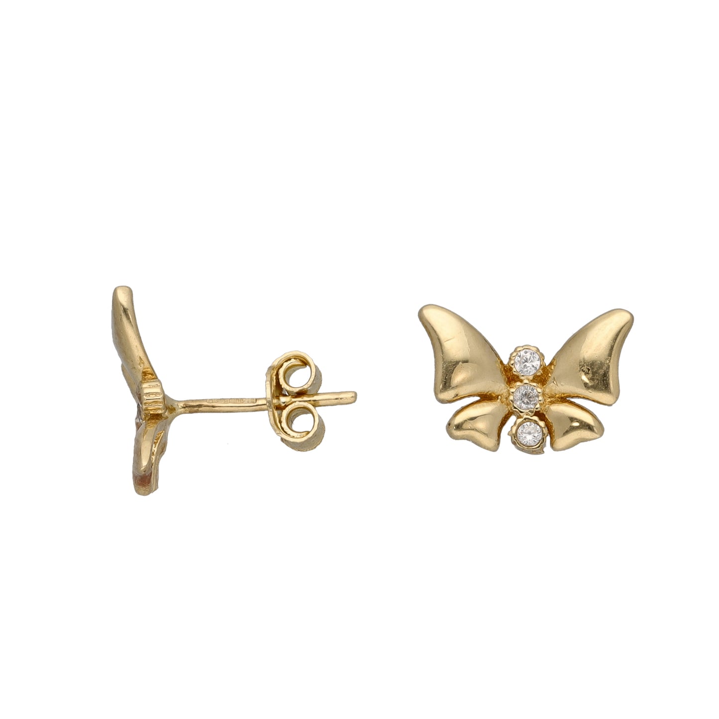 14ct Gold Cubic Zirconia Butterfly Earrings