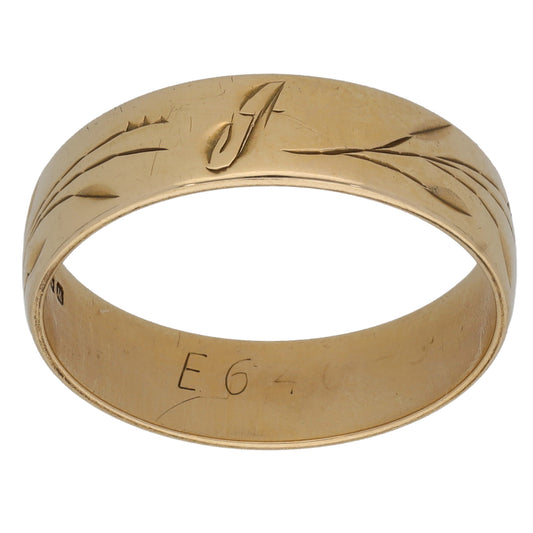 9ct Gold Patterned Wedding Ring Size O