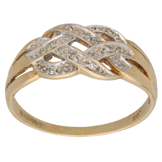9ct Gold 0.05ct Diamond Dress/Cocktail Ring Size S