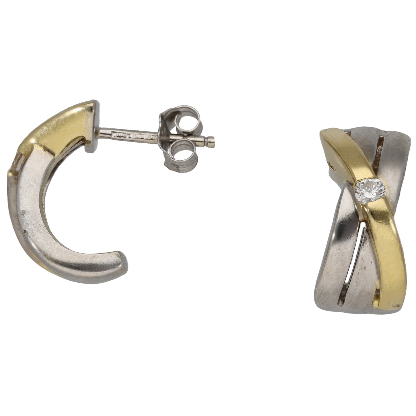 18ct Bicolour Gold 0.06ct Diamond Stud Earrings