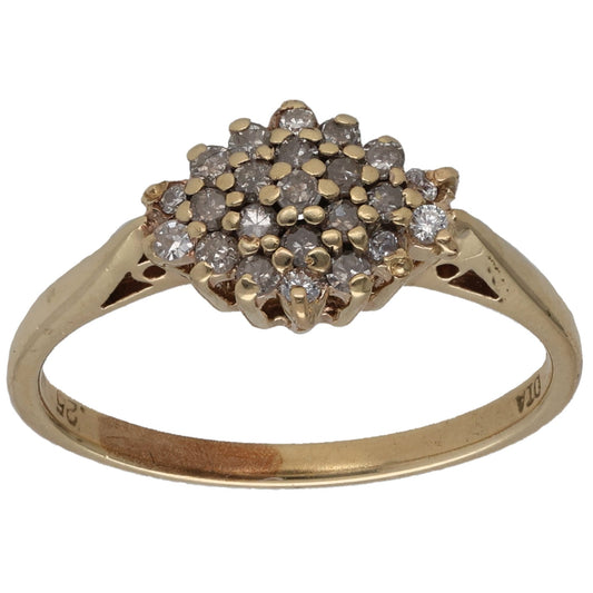 9ct Gold 0.25ct Diamond Cluster Ring Size L