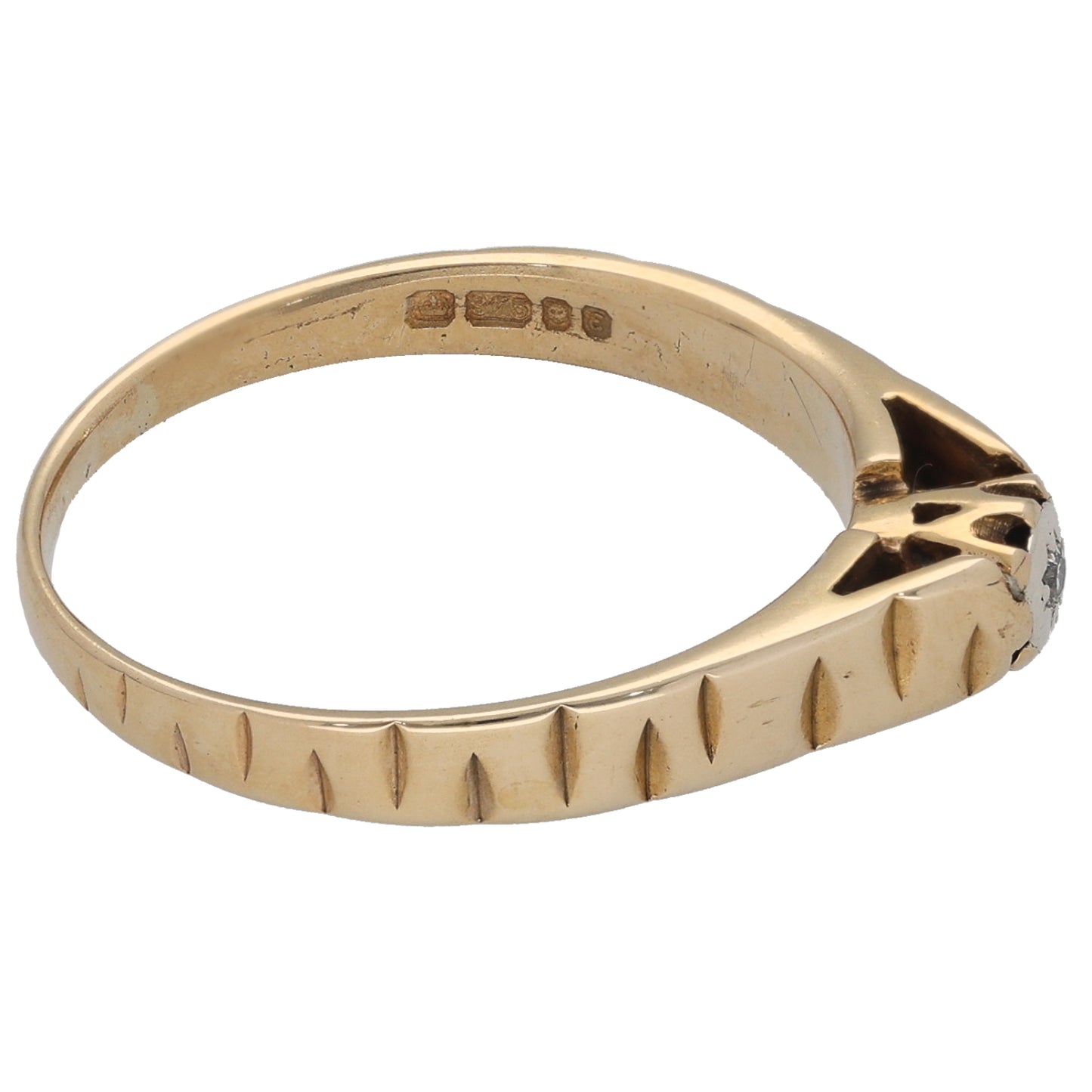 9ct Gold 0.02ct Diamond Solitaire Ring Size O